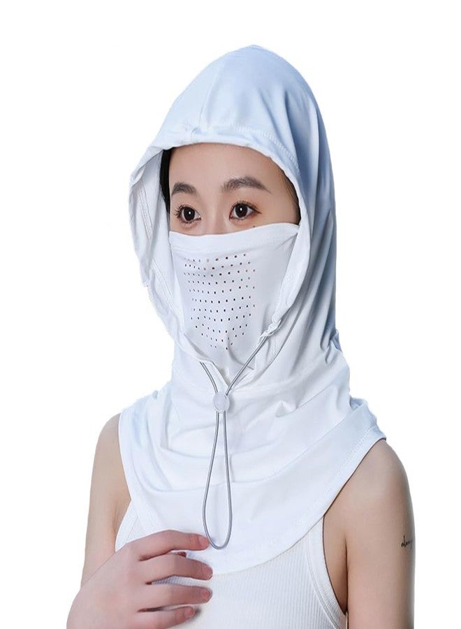 BSYLOO Women's UV Protection Balaclava Hat with Neck Guard & Face Mask for Cycling, Travel & Outdoor Activities White - Image 1